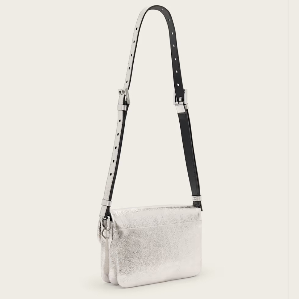 NWT AllSaints Jupiter Metallic Leather Crossbody Bag - Picture 7 of 14